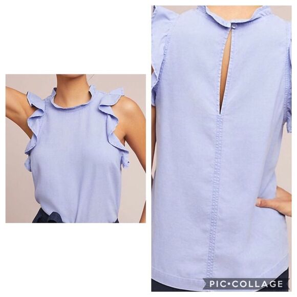cloth & stone Tops - ANTHROPOLOGIE Cloth & Stone Crop Ruffle Tank Sz L